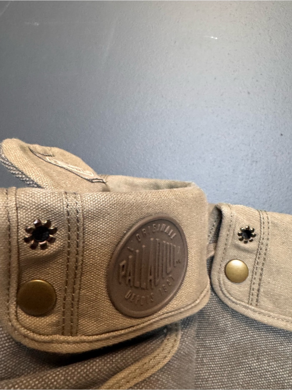 Palladium Khaki + Beige Foldover Boots - Picture 3 of 8